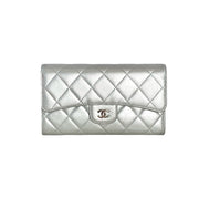 Pre-owned Chanel Silver CF Long Wallet in Calfskin